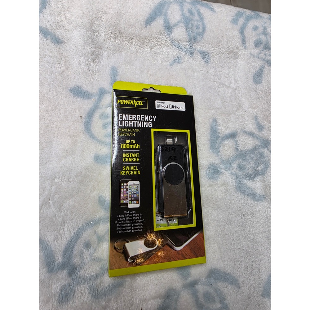 PowerXcel Emergency Lightning Powerbank Keychain 800mAh MFI Apple iPhone iPod - Picture 13 of 16